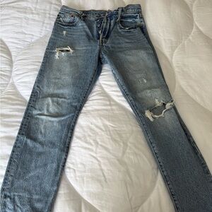 Levi's Womens Boyfriend Distressed Light Blue Jeans